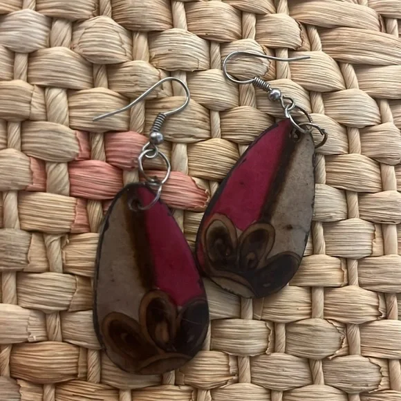 3 pairs of Boho Hippie Quirky Handmade Earrings- Beaded & Crochet Colorful Wood - Picture 3 of 6